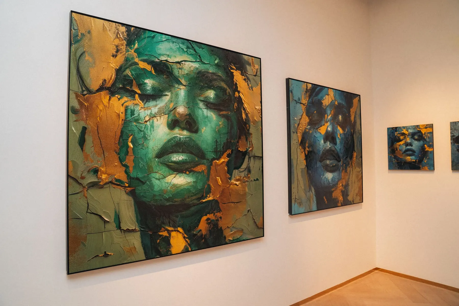 Portrait painting in green tones — Eden Gallery — Dubai Art Night — Agency Verse