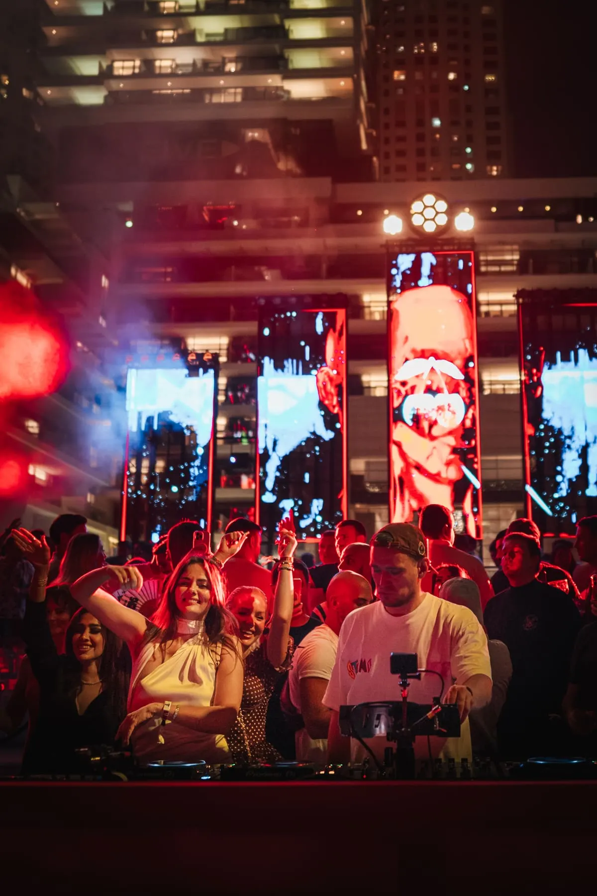Stage with LED screens above the crowd — FIVE — Blondish, FIVE LUXE JBR, Dubai — Agency Verse