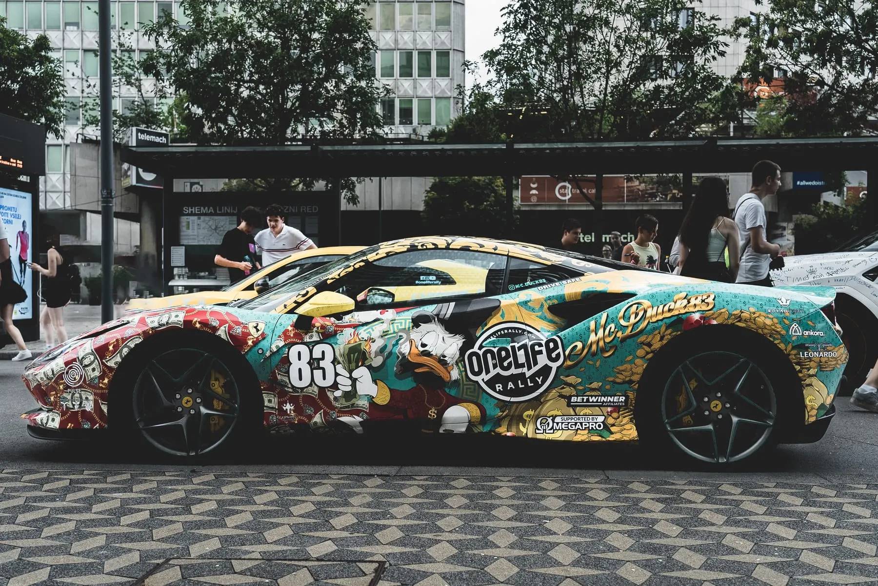 Art-wrapped supercar number 83 — One Life Rally — Ljubljana, Slovenia — Agency Verse