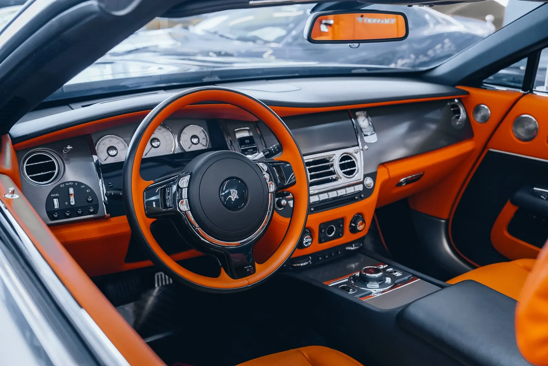 Case-study & result features — Rolls-Royce interior with orange leather after detailing — Nova Luxury Cars — Truth Detailing, UAE — Agency Verse