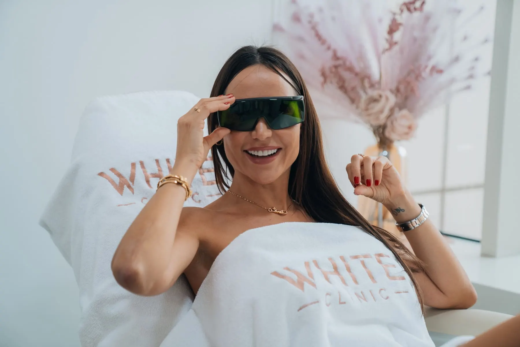 Client in protective glasses during a treatment — White Clinic, Dubai — Agency Verse
